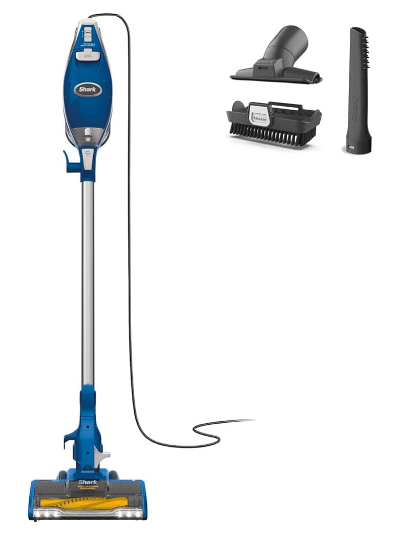 Shark HV343AMZ Rocket Corded Stick Vacuum with Self-Cleaning Brushroll, Lightweight & Maneuverable, Perfect for Pet Hair Pickup, Converts to a Hand Vacuum, Crevice Upholstery Tools, Blue/Silver ANM Liquidation