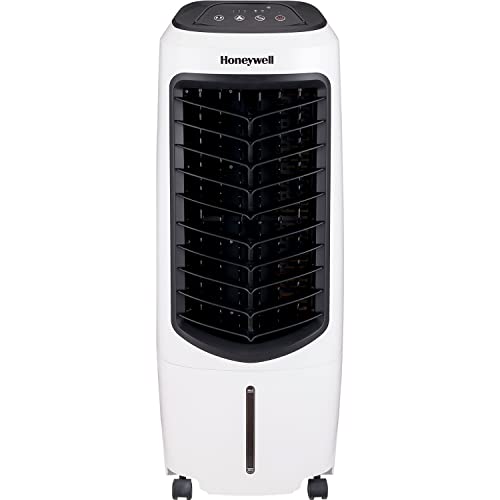 Honeywell 2.6 Gallon Indoor Portable Evaporative Air Cooler for Garage, Basement, Attic, 115V, for up to 120 Sq. Ft. with Remote, Quiet, Low Energy, Compact, White ANM Liquidation