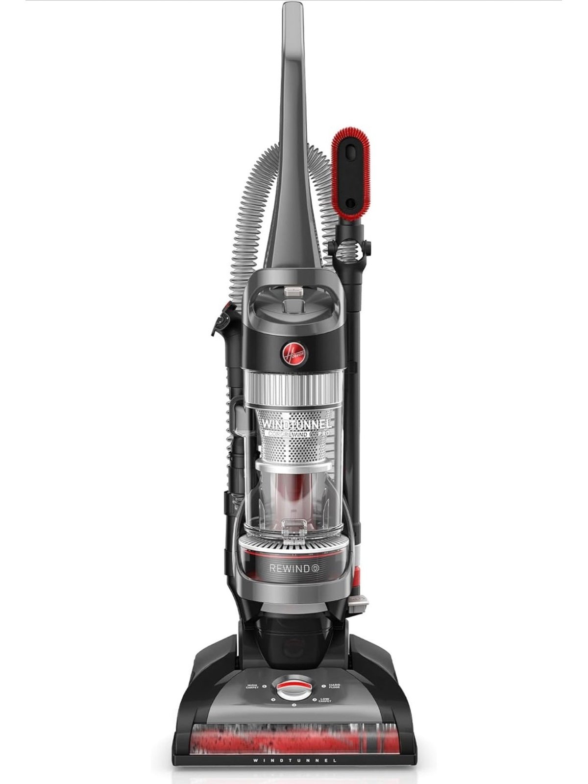 Hoover WindTunnel Cord Rewind Pro Bagless Upright Vacuum Cleaner, For Carpet and Hard Floors, UH71300V, Black, UH71300