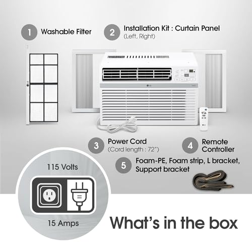 LG LW1824RD, White 18,000 Window Air Conditioner, 230/208V, 1,000 Sq.Ft. (25' x 40' Room Size), Quiet Operation, Electronic Control with Remote, 3 Cooling & Fan Speeds, Auto Restart, 18000 BTU ANM Liquidation