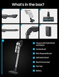 Samsung Jet 90 Cordless Stick Vacuum Long Lasting Battery and 200 Air Watt Suction Power, Complete with Telescopic Pipe, Titan Silver - ANM Liquidation