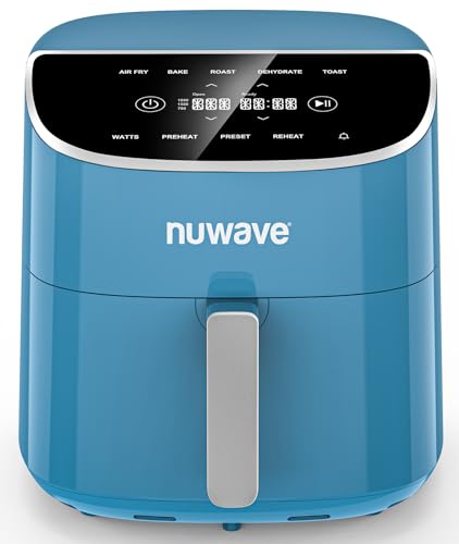 Nuwave Brio Plus 8 Qt Air Fryer, PFAS Free, New & Improved, Digital Touch Screen, Cool White Display, 50°F~400°F in Precise 5°, 5 Cook Functions, 100 Presets & 50 Memory, 3 Wattages 700, 1500, 1800 ANM Liquidation