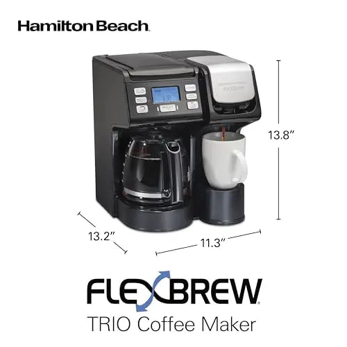 Hamilton Beach FlexBrew Trio 2-Way Coffee Maker, Compatible with K-Cup Pods or Grounds, Combo, Single Serve & Full 12c Pot, Black - Fast Brewing (49902) - ANM Liquidation