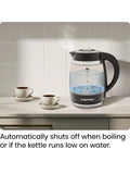 Chefman Electric Kettle, 1.8L 1500W, Hot Water Boiler, Removable Lid for Easy Cleaning, Auto Shut Off, Boil-Dry Protection, Stainless Steel Filter, BPA Free, Borosilicate Glass Electric Tea Kettle ANM Liquidation