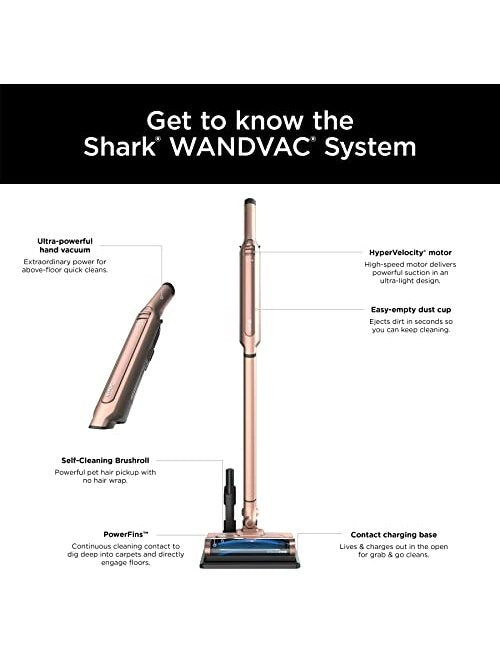 Shark WS642RG WANDVAC System Pet 3-in-1 Ultra-Lightweight Powerful Cordless Stick & Handheld Vacuum Combo with Charging Dock, Duster Crevice Tool & Pet Multi-Tool, Rose Gold