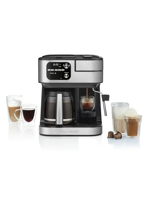 Cuisinart Coffee Maker Barista System, Coffee Center 4-In-1 Coffee Machine, Single-Serve Coffee, Espresso & Nespresso Capsule Compatible, 12-Cup Carafe, Black, SS-4N1 - ANM Liquidation