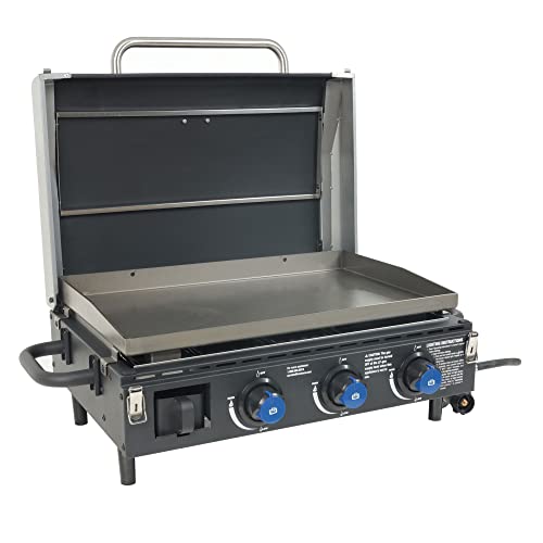 Razor Griddle Gas Grill & Griddle for Backyard Cooking and Camping, Portable Grill with Cart & Side Shelf ANM Liquidation