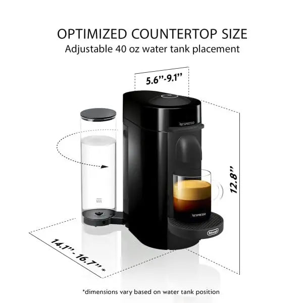 Nespresso Vertuo Plus Deluxe Coffee and Espresso Maker by De'Longhi, Matte Black - ANM Liquidation