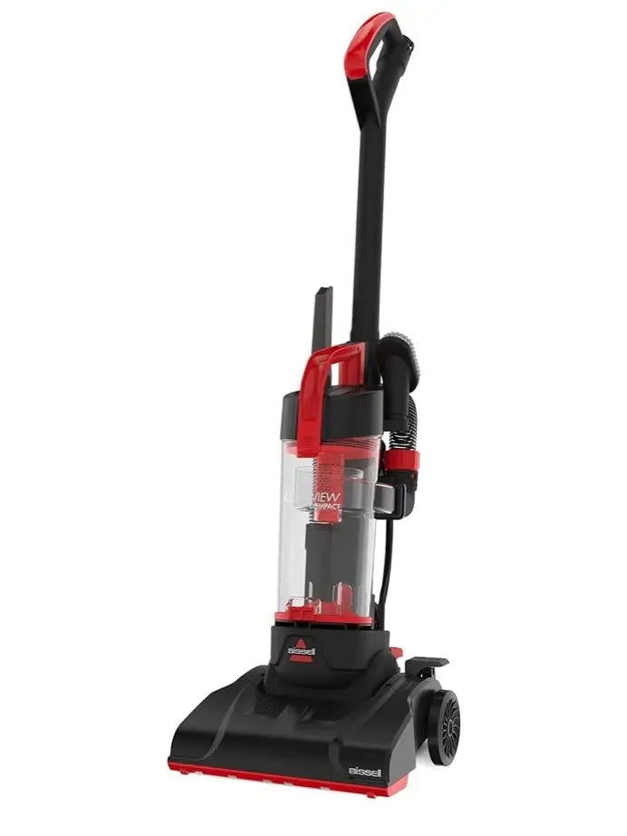 BISSELL CleanView Compact Upright Vacuum, Fits In Dorm Rooms & Apartments, Lightweight with Powerful Suction and Removable Extension Wand, 3508, Red,black