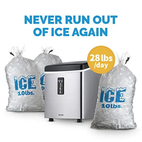 NewAir Counter Top Ice Maker Machine (Black), Compact Automatic Ice Maker, Cubes Ready in 6 Minutes, 28 Pounds in 24 Hours - Perfect for Home/Kitchen/Office/Bar - ANM Liquidation