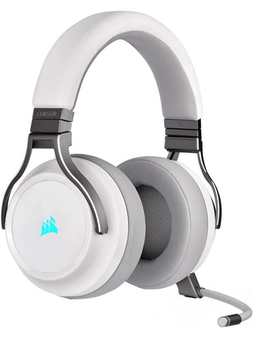 Corsair Virtuoso RGB Wireless Gaming Headset - High-Fidelity 7.1 Surround Sound w/Broadcast Quality Microphone - Memory Foam Earcups - 20 Hour Battery Life - Works with PC, PS5, PS4 – White, Premium