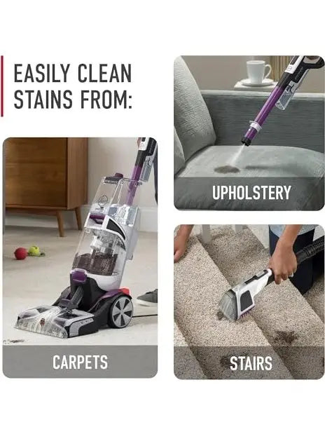 Hoover SmartWash Pet Automatic Carpet Cleaner Machine with Spot Chaser Wand, Deep Cleaning Shampooer, Carpet Deodorizer and Pet Stain Remover, FH53000PC, Purple