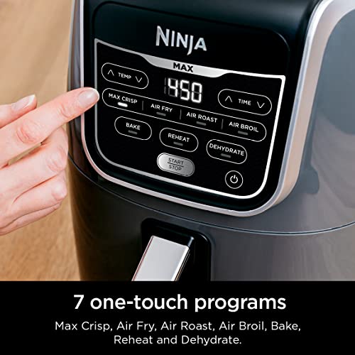 Ninja AF150AMZ Air Fryer XL, 5.5 Qt. Capacity that can Air Fry, Air Roast, Bake, Reheat & Dehydrate, with Dishwasher Safe, Nonstick Basket & Crisper Plate and a Chef-Inspired Recipe Guide, Grey ANM Liquidation