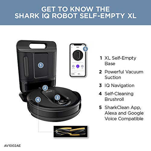 Shark RV2502AE AI Ultra Robot Vacuum with XL HEPA Self-Empty Base, Bagless, 60-Day Capacity, LIDAR Navigation, Smart Home Mapping, UltraClean, Perfect for Pet Hair, Compatible with Alexa, Black - ANM Liquidation