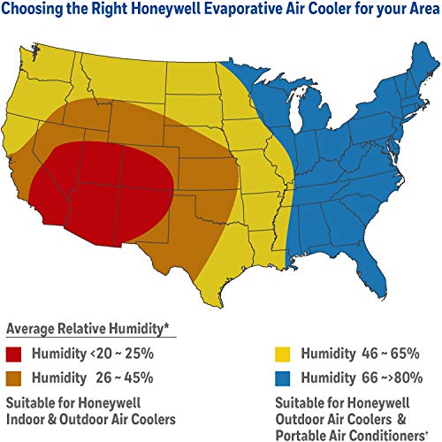 Honeywell 2.6 Gallon Indoor Portable Evaporative Air Cooler for Garage, Basement, Attic, 115V, for up to 120 Sq. Ft. with Remote, Quiet, Low Energy, Compact, White ANM Liquidation