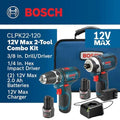 BOSCH CLPK22-120 12V Max Cordless 2-Tool 3/8 in. Drill/Driver and 1/4 in. Impact Driver Combo Kit with 2 Batteries, Charger and Case,Blue - ANM Liquidation