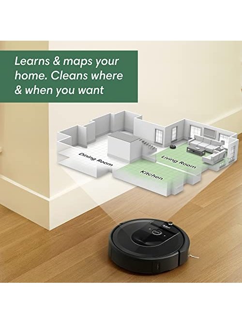 iRobot Roomba i7+ 7550 Robot Vacuum with Automatic Dirt Disposal - Empties Itself for up to 60 Days, Wi-Fi Connected, Smart Mapping, Works with Alexa, Ideal for Pet Hair, Carpets, Hard Floors