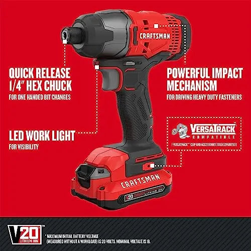 CRAFTSMAN V20 MAX Cordless Drill and Impact Driver, Power Tool Combo Kit with 2 Batteries and Charger (CMCK200C2AM) - ANM Liquidation