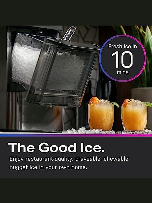 GE Profile Opal 2.0, Chewable Crunchable Countertop Nugget Ice Maker, Scoop included, 38 lbs in 24 hours, Pellet Ice Machine with WiFi & Smart Connected, Black Stainless Steel