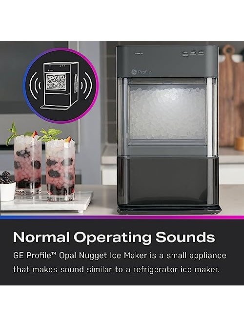 GE Profile Opal 2.0, Chewable Crunchable Countertop Nugget Ice Maker, Scoop included, 38 lbs in 24 hours, Pellet Ice Machine with WiFi & Smart Connected, Black Stainless Steel