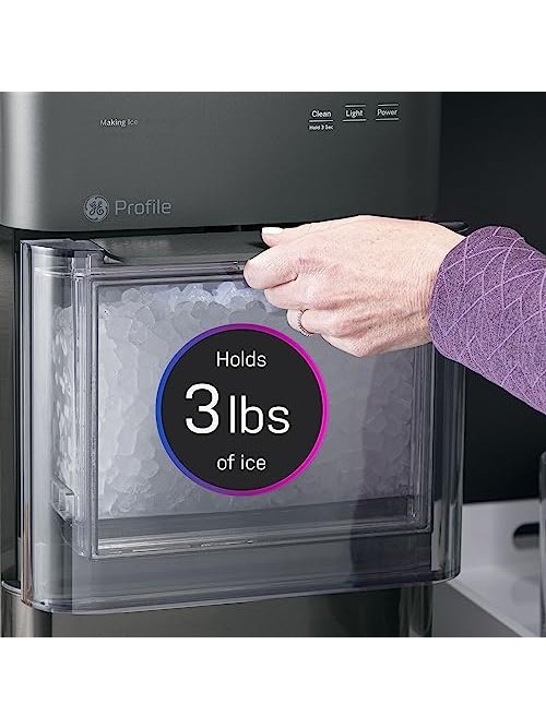 GE Profile Opal 2.0, Chewable Crunchable Countertop Nugget Ice Maker, Scoop included, 38 lbs in 24 hours, Pellet Ice Machine with WiFi & Smart Connected, Black Stainless Steel