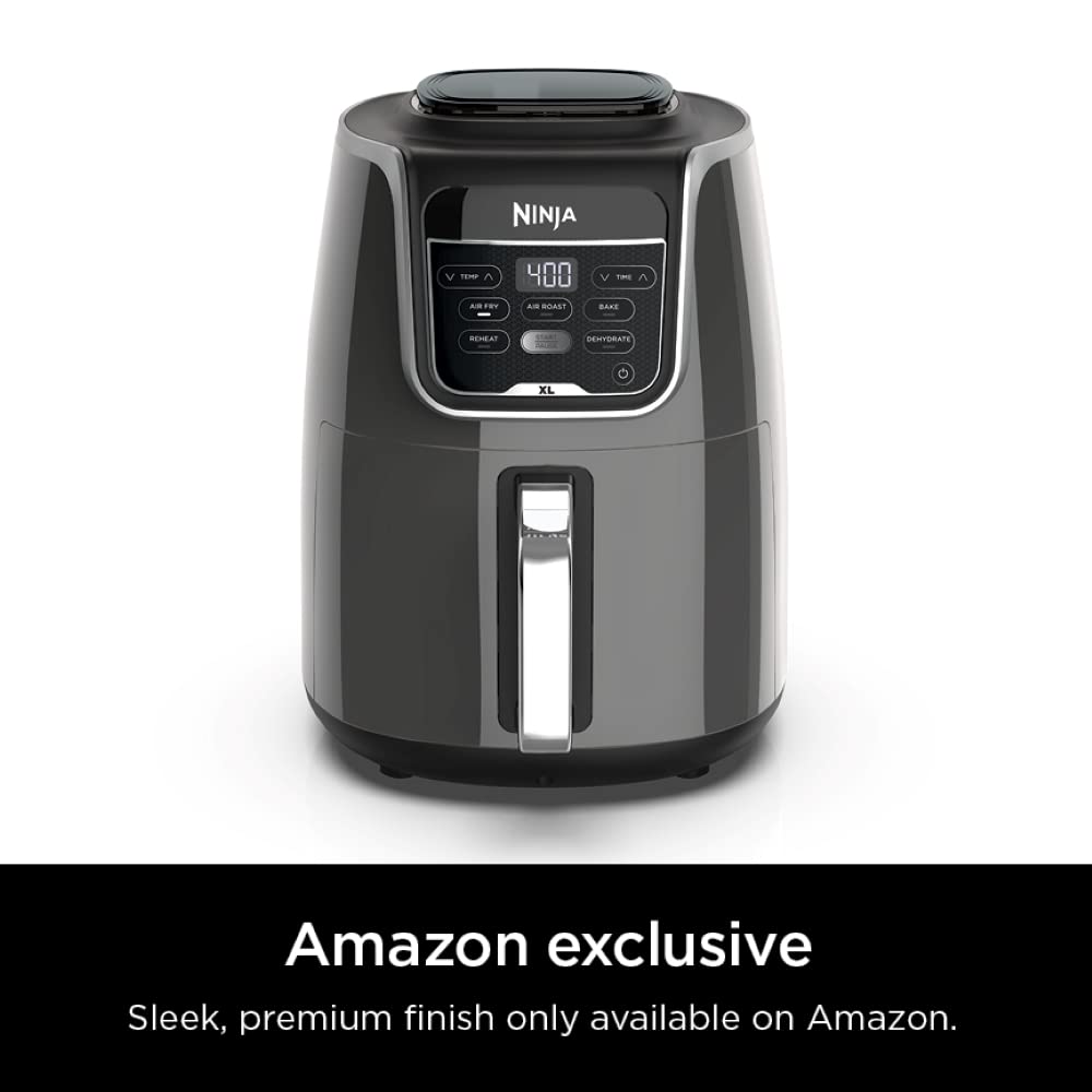 Ninja AF150AMZ Air Fryer XL, 5.5 Qt. Capacity that can Air Fry, Air Roast, Bake, Reheat & Dehydrate, with Dishwasher Safe, Nonstick Basket & Crisper Plate and a Chef-Inspired Recipe Guide, Grey ANM Liquidation