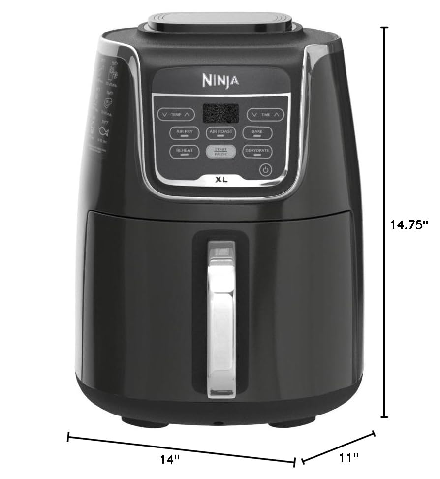 Ninja AF150AMZ Air Fryer XL, 5.5 Qt. Capacity that can Air Fry, Air Roast, Bake, Reheat & Dehydrate, with Dishwasher Safe, Nonstick Basket & Crisper Plate and a Chef-Inspired Recipe Guide, Grey ANM Liquidation