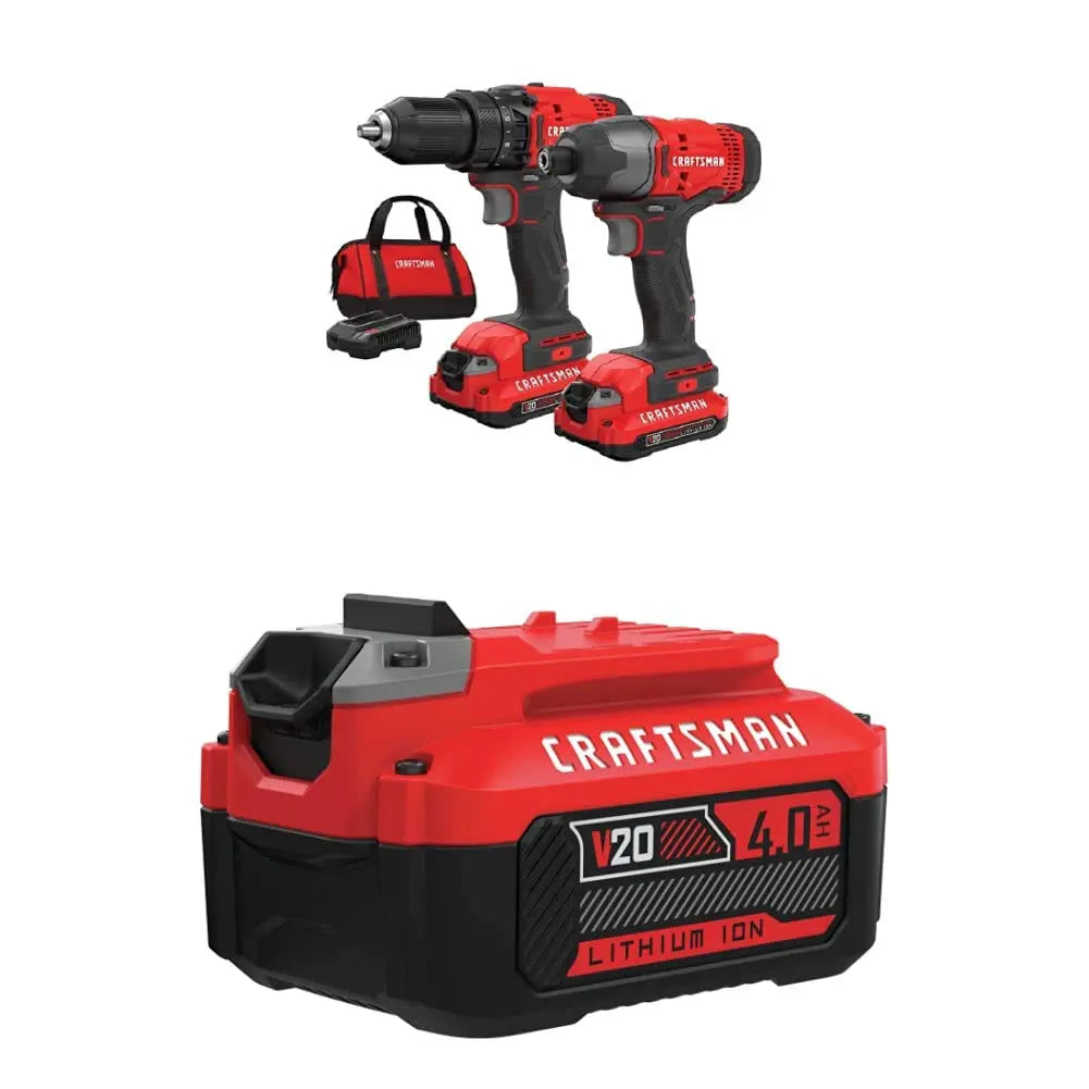 CRAFTSMAN V20 MAX Cordless Drill and Impact Driver, Power Tool Combo Kit with 2 Batteries and Charger (CMCK200C2AM) - ANM Liquidation