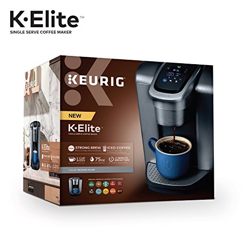 Keurig K-Elite Single Serve K-Cup Pod Coffee Maker, with Strength and Temperature Control, Iced Coffee Capability, 8 to 12oz Brew Size, Programmable, Brushed Slate ANM Liquidation