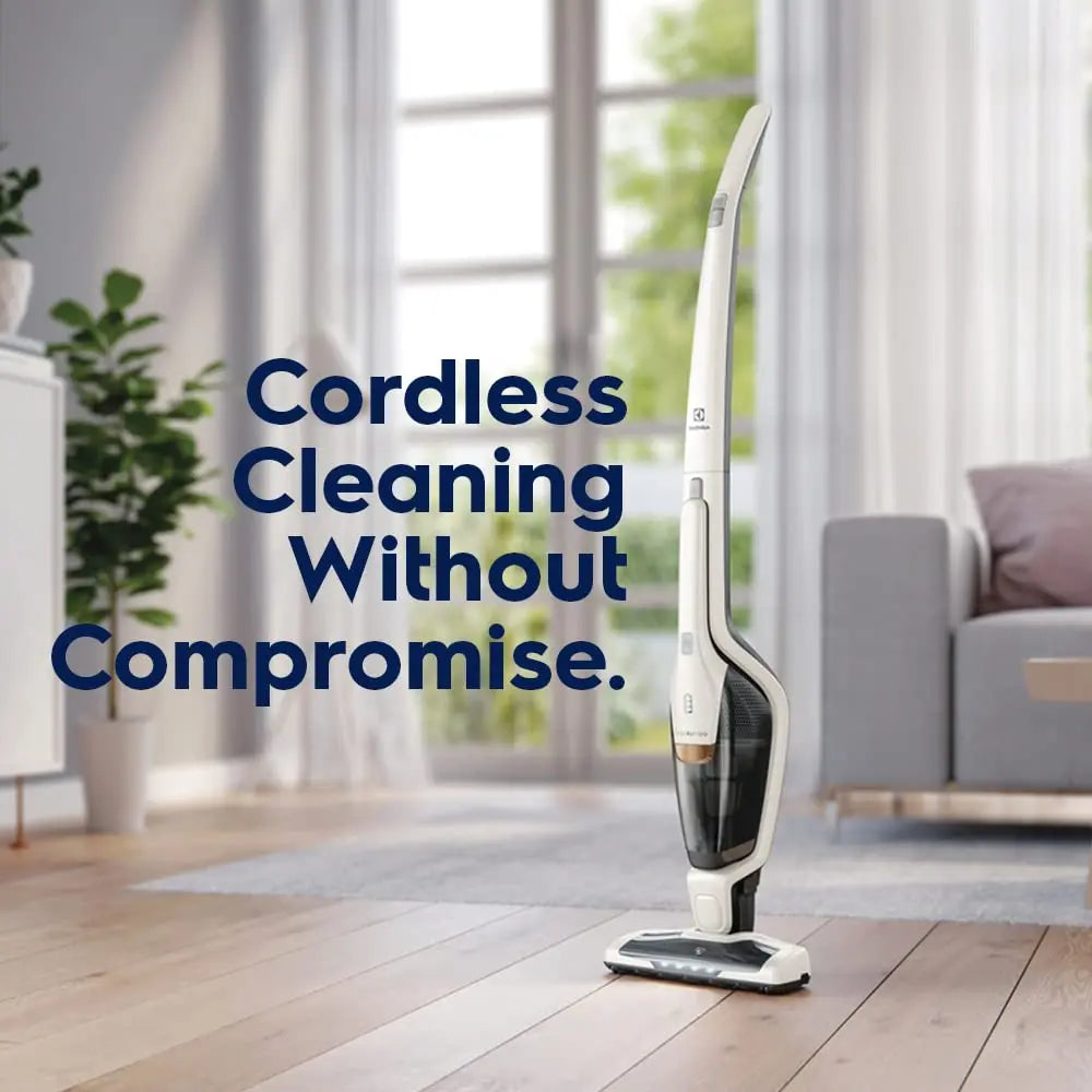 Electrolux Ergorapido Stick Cleaner Lightweight Cordless Vacuum with LED Nozzle Lights and Turbo Battery Power, for Carpets and Hard Floors, in, Satin White - ANM Liquidation