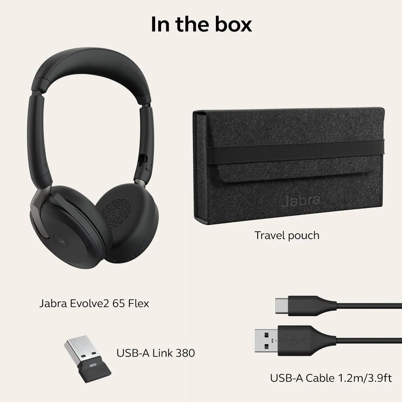 Jabra Evolve2 65 Flex Wireless Stereo Headset - Bluetooth, Noise-Cancelling ClearVoice Technology & Hybrid ANC - Certified for Microsoft Teams - Black - ANM Liquidation