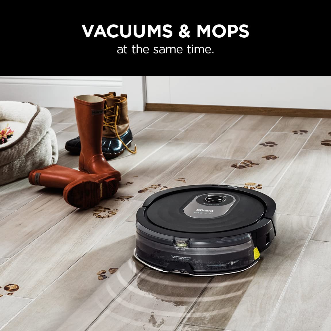 Shark AI Robot Vacuum & Mop, with Home Mapping, Perfect for Pets, Wifi, Works with Alexa, Black/Gold (AV2001WD) - ANM Liquidation