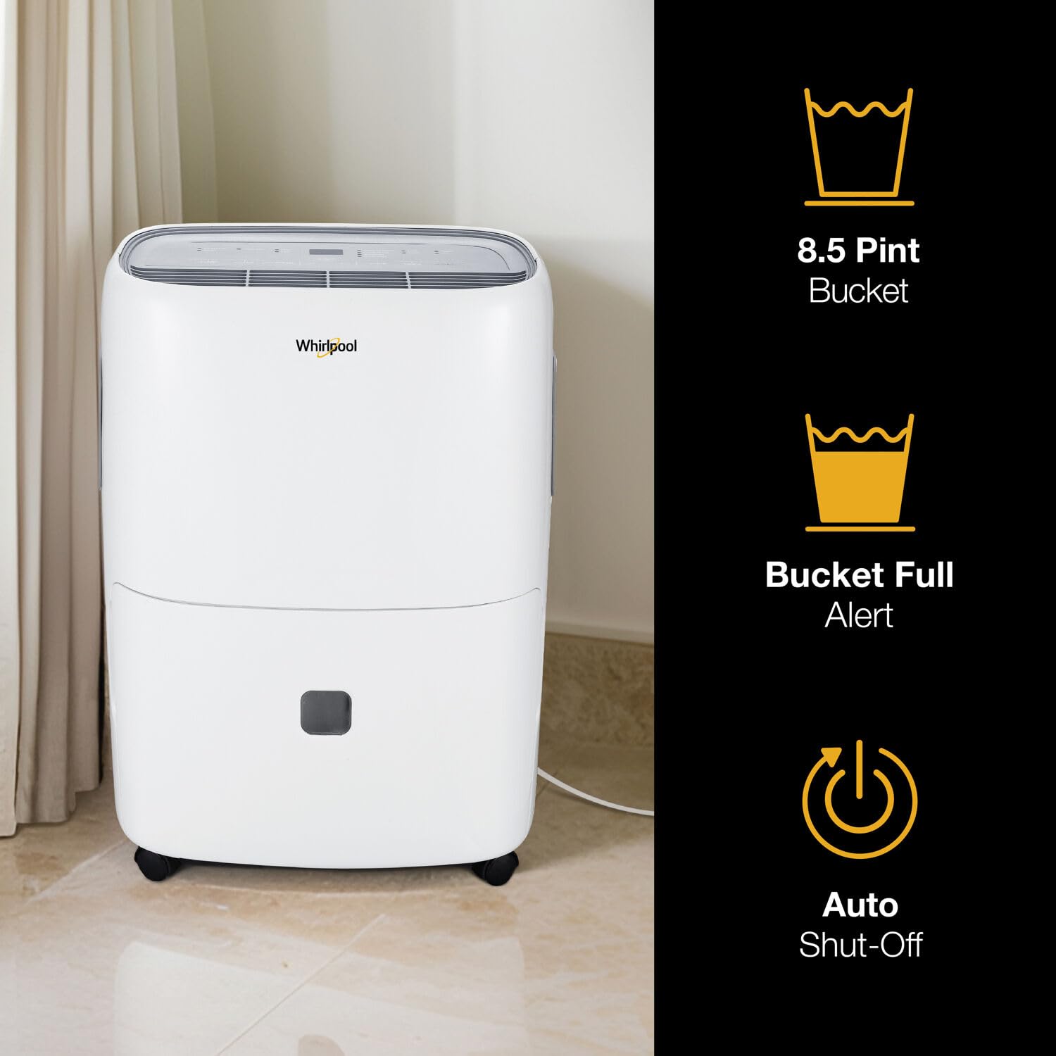 Whirlpool 20-Pint Portable Dehumidifier with Auto-Shutoff & Timer, Home Dehumidifier and Moisture Absorber For Basement, Garage, Living Room in White ANM Liquidation