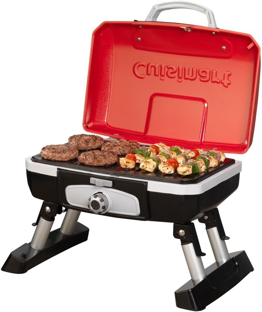 Cuisinart CGG-180T Petit Gourmet Portable Tabletop Propane Gas Grill, Red 17.6 x 18.6 x 11.8-Inch - ANM Liquidation