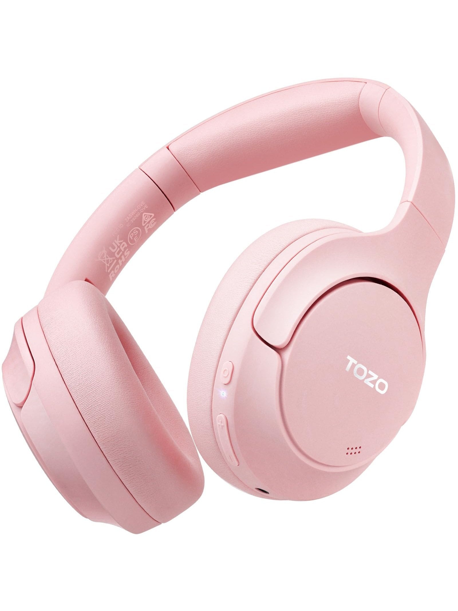 TOZO HT2 Hybrid Active Noise Cancelling Headphones, Wireless Over Ear Bluetooth Headphones, 60H Playtime, Hi-Res Audio Custom EQ via App Deep Bass Comfort Fit Ear Cups, for Home Office Travel White