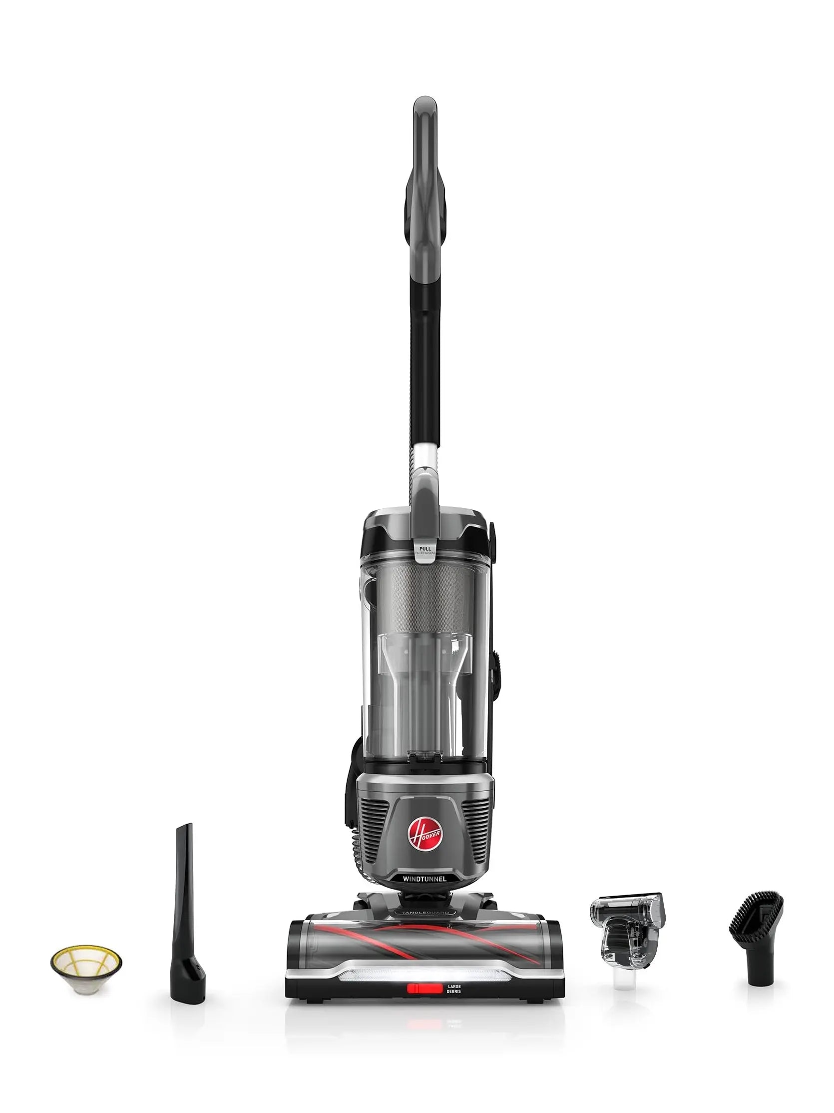 Hoover WindTunnel Tangle Guard Bagless Upright Vacuum Cleaner Machine, for Carpet and Hard Floor, Strong Suction with Anti-Hair Wrap, HEPA Media Filtration, Lightweight, UH77100V, Gray - ANM Liquidation