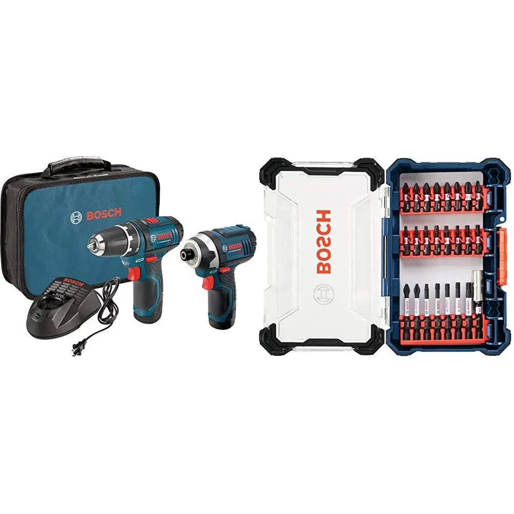 BOSCH CLPK22-120 12V Max Cordless 2-Tool 3/8 in. Drill/Driver and 1/4 in. Impact Driver Combo Kit with 2 Batteries, Charger and Case,Blue - ANM Liquidation