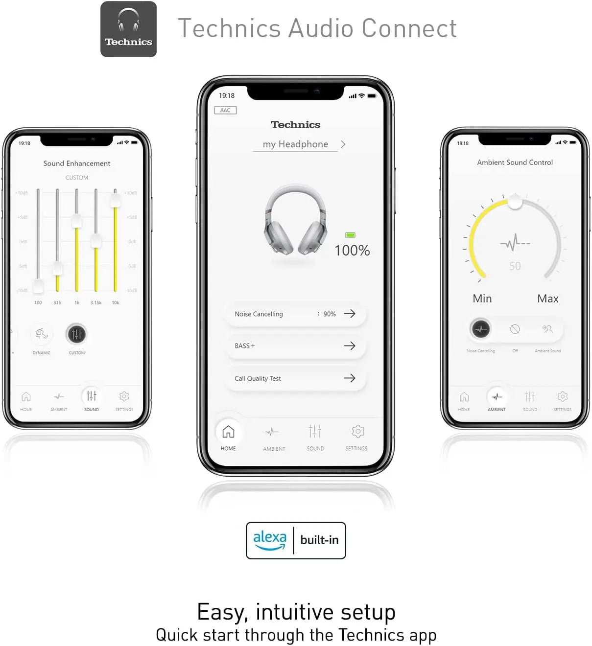 Technics Wireless Noise Cancelling Headphones, 50 Hours Battery Life, High-Fidelity Bluetooth Headphones with Multi-Point Connectivity, Impressive Call Quality, and Comfort Fit - EAH-A800-S Silver - ANM Liquidation