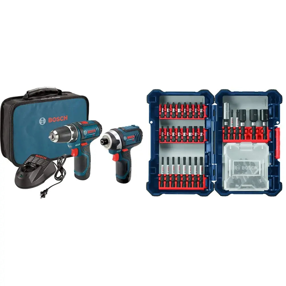 BOSCH CLPK22-120 12V Max Cordless 2-Tool 3/8 in. Drill/Driver and 1/4 in. Impact Driver Combo Kit with 2 Batteries, Charger and Case,Blue - ANM Liquidation