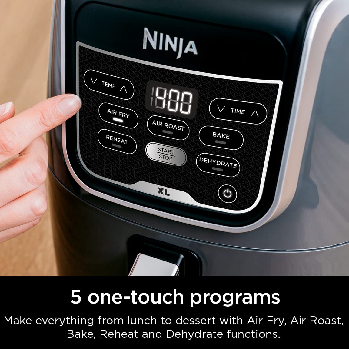 Ninja AF150AMZ Air Fryer XL, 5.5 Qt. Capacity that can Air Fry, Air Roast, Bake, Reheat & Dehydrate, with Dishwasher Safe, Nonstick Basket & Crisper Plate and a Chef-Inspired Recipe Guide, Grey ANM Liquidation