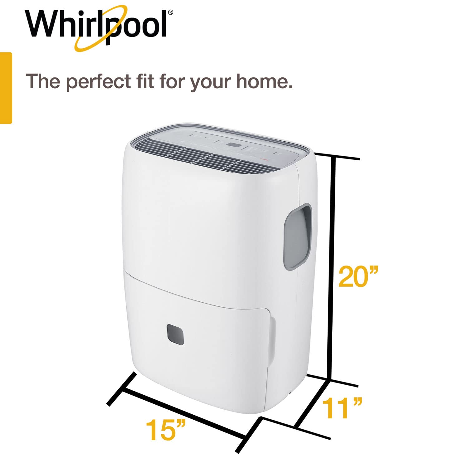 Whirlpool 20-Pint Portable Dehumidifier with Auto-Shutoff & Timer, Home Dehumidifier and Moisture Absorber For Basement, Garage, Living Room in White ANM Liquidation