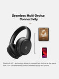 Bluetooth Headphones, Hybrid Active Noise Cancelling Wireless Headphones Over Ear with Microphone, 140H Playtime, Transparency Mode, Deep Bass, Clear Calls, Comfort fit for Travel, Home Office