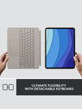 Logitech Combo Touch iPad Pro 12.9-inch 5th, 6th gen - 2021, 2022 Keyboard Case - Detachable Backlit Keyboard with Kickstand, Click-Anywhere Trackpad, Smart Connector - Sand; USA Layout