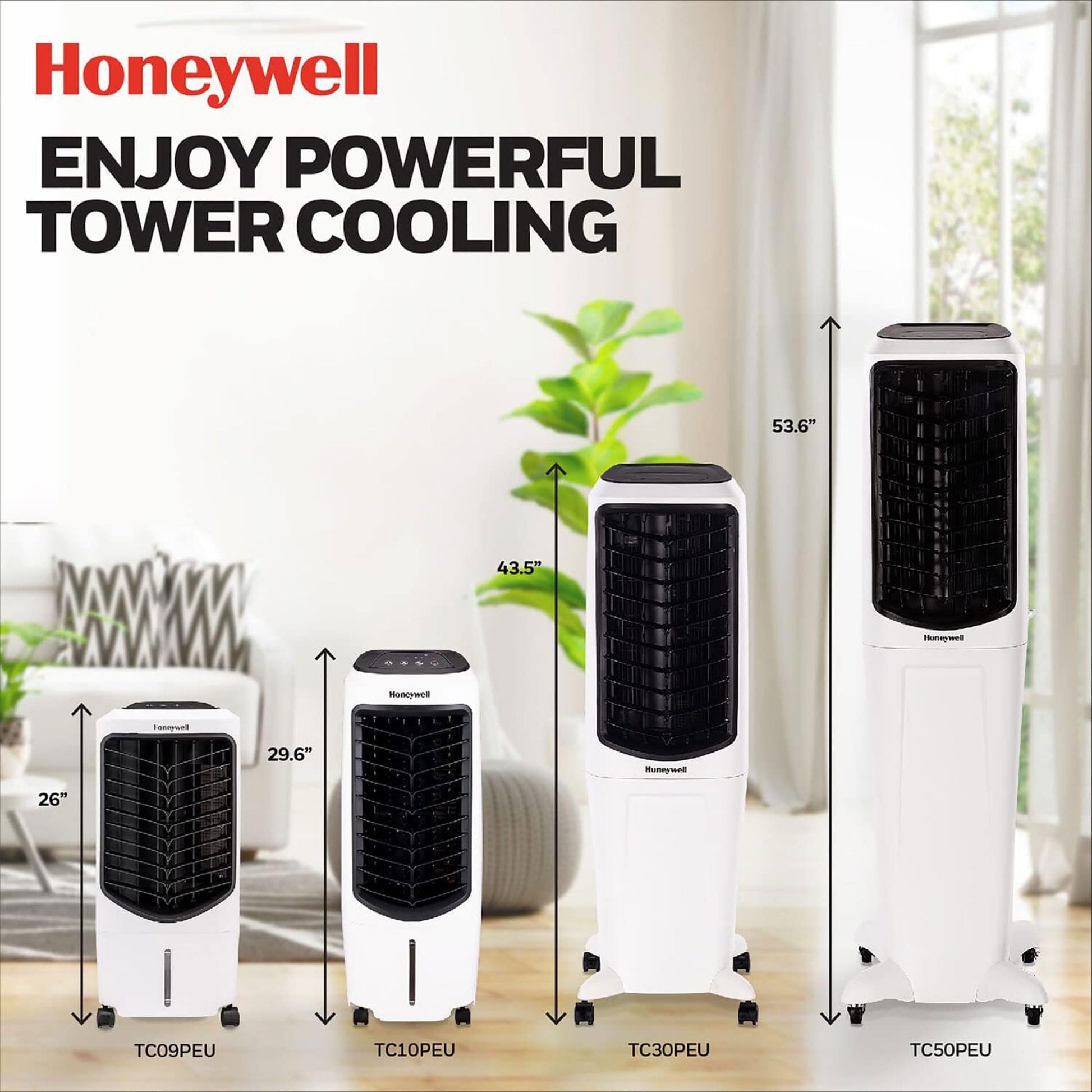 Honeywell 2.6 Gallon Indoor Portable Evaporative Air Cooler for Garage, Basement, Attic, 115V, for up to 120 Sq. Ft. with Remote, Quiet, Low Energy, Compact, White ANM Liquidation