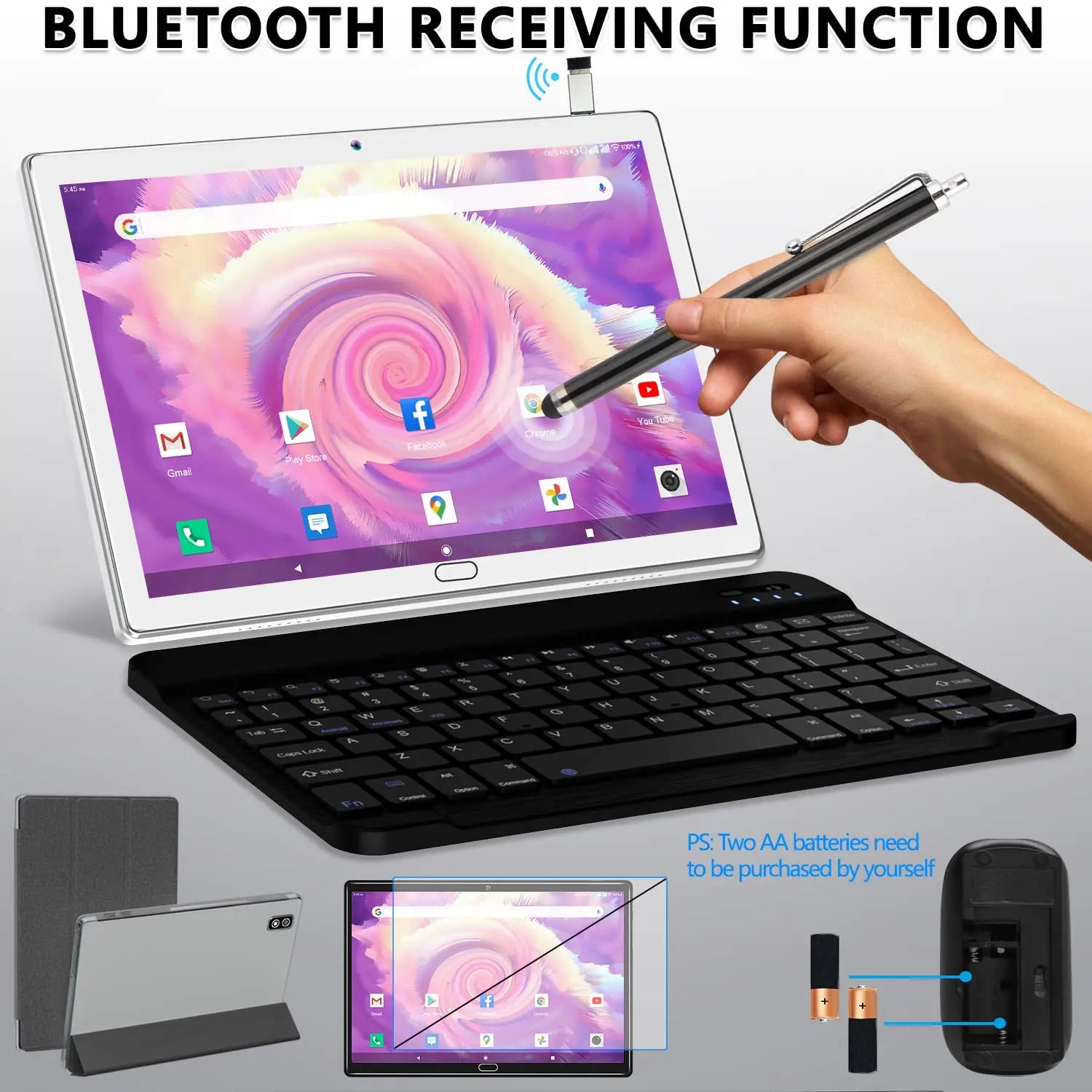 2024 Newest Android 13 Tablet, 2 in 1 Tablet 10.1 Inch, 4G Cellular Tablet with Keyboard, 64GB ROM + 4GB RAM, Octa-Core Processor, 2 Sim Slots, 13MP Camera, GPS/WiFi/Bluetooth/Mouse/Stylus(Black) - ANM Liquidation