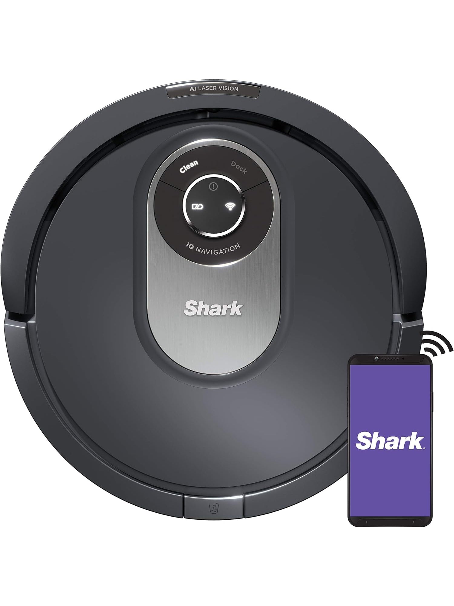 Shark AI Robot Vacuum, Smart Mapping|Scheduling|Pet Hair Pick Up|Logical Navigation, Black/Silver (RV2001), Carpet - ANM Liquidation