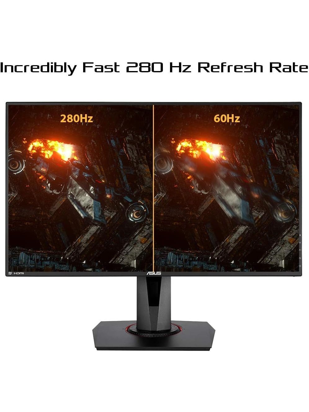 ASUS TUF Gaming VG279QM 27” HDR Monitor, 1080P Full HD 1920 x 1080 , Fast IPS, 280Hz, G-SYNC Compatible, Extreme Low Motion Blur Sync ELMB SYNC , 1ms, DisplayHDR 400,, BLACK