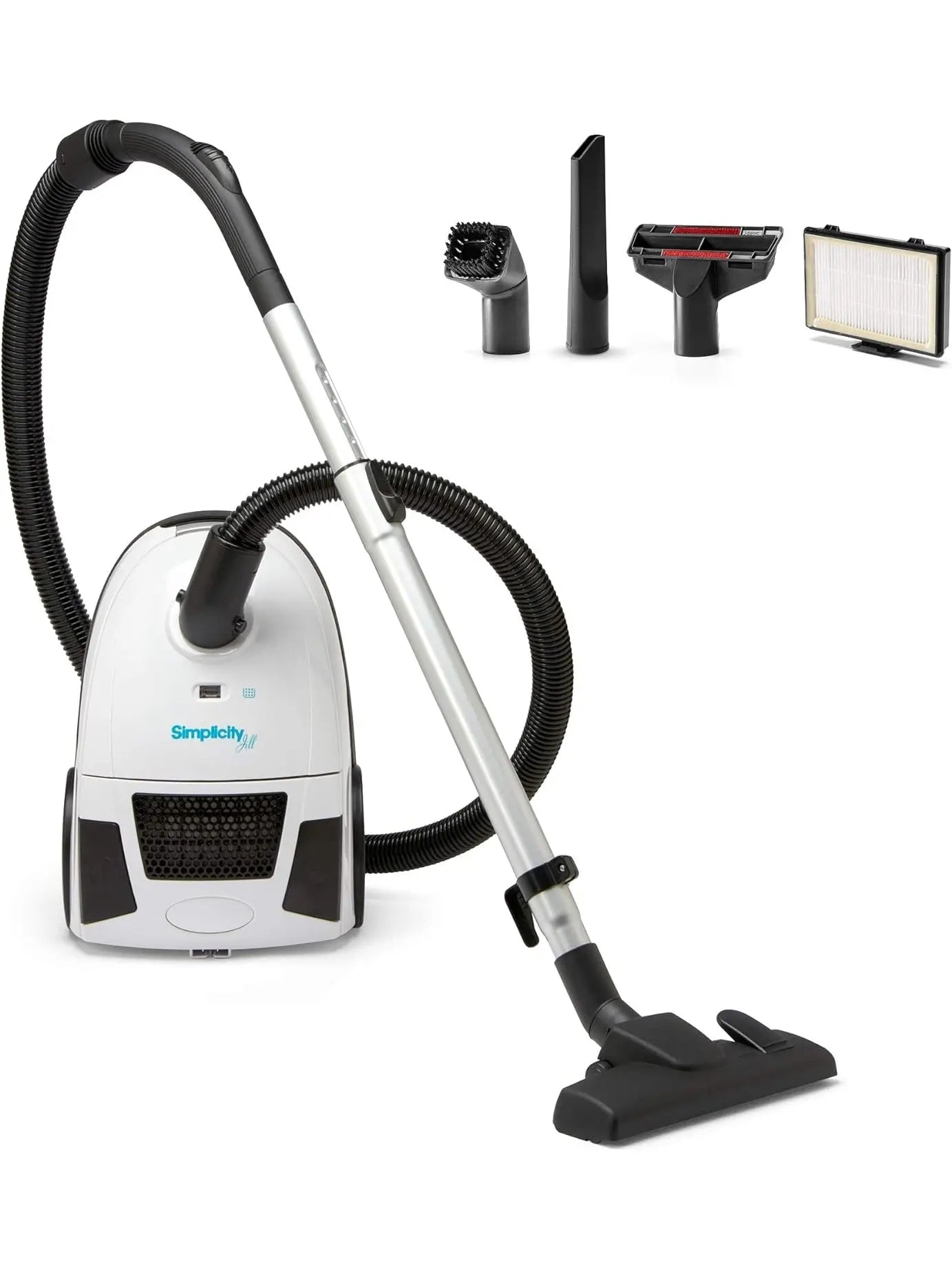 Simplicity Vacuums Jill Canister Vacuum Cleaner, Hardwood Floor Vacuum with Dual-Certified HEPA Vacuum Filter and Bag, Small and Compact Stair Vacuum, Jill.12 - ANM Liquidation