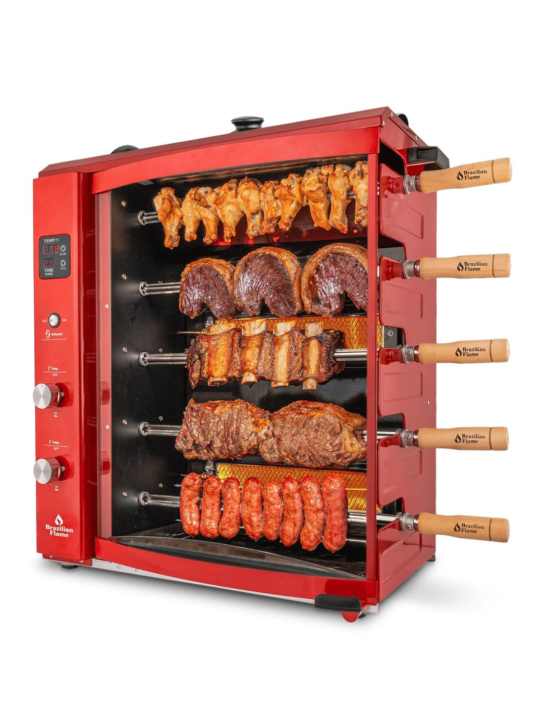 Brazilian Flame Churrasco® Gas Rotisserie Oven Grill Roaster with Auto Rotating Skewers for Rotisserie Chicken, Brazilian Style BBQ and Churrasco, Shawarma Machine, Propane Grill - 2024 Series ANM Liquidation