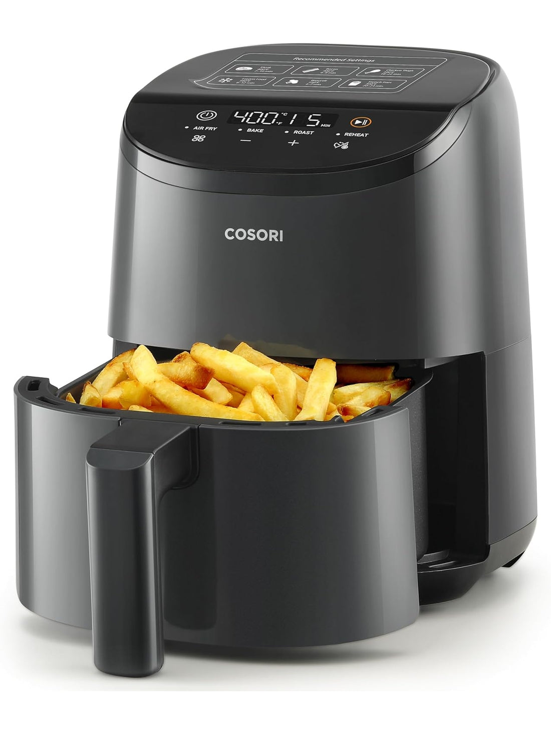 "COSORI Air Fryer, Small 4-in-1 AirFryer Perfect for Simple Meals, Snacks and Easy to Reheat Leftover to Crispy, 2.1Qt Capacity, 97% Less Oil, 30 In-App Recipes, Nonstick & Dishwasher Safe Basket" - ANM Liquidation